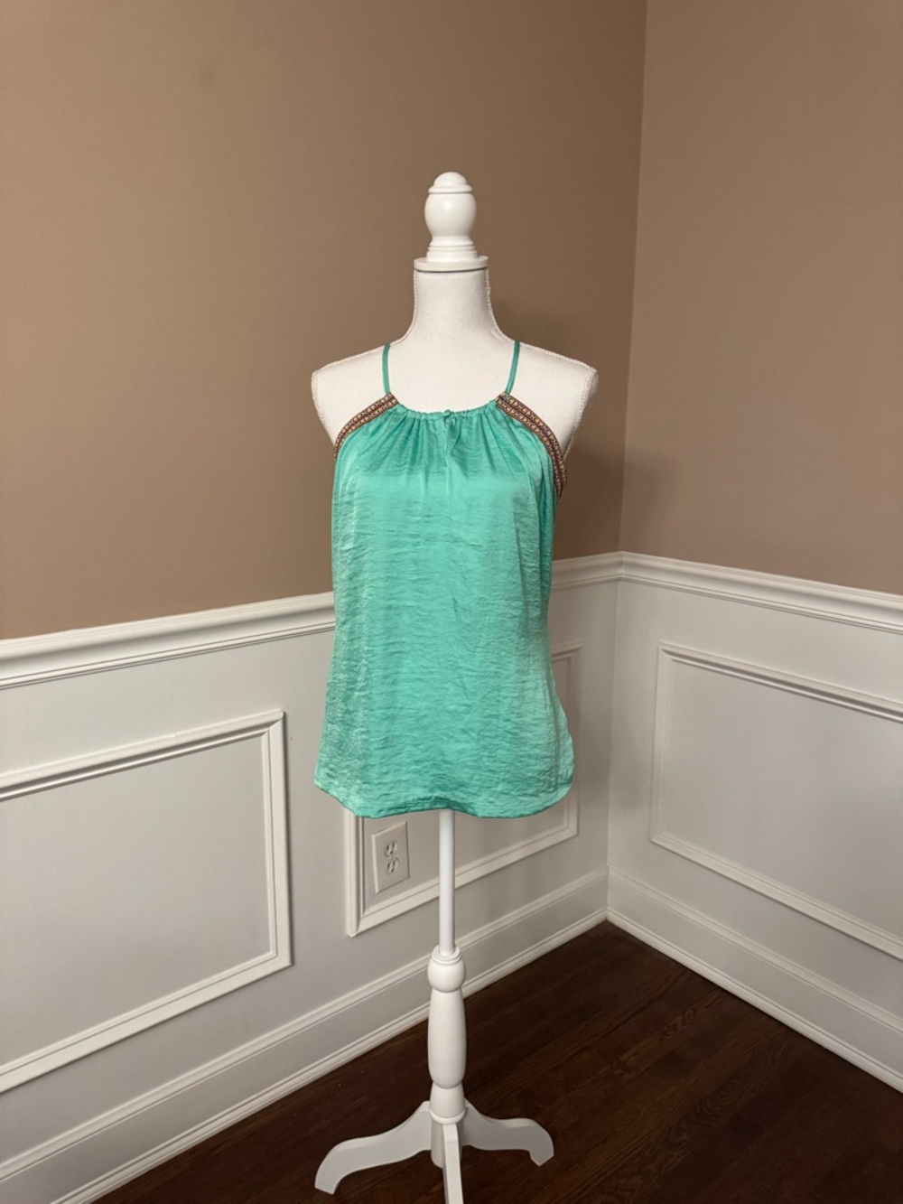 The Limited Mint Green Beaded Halter Cami